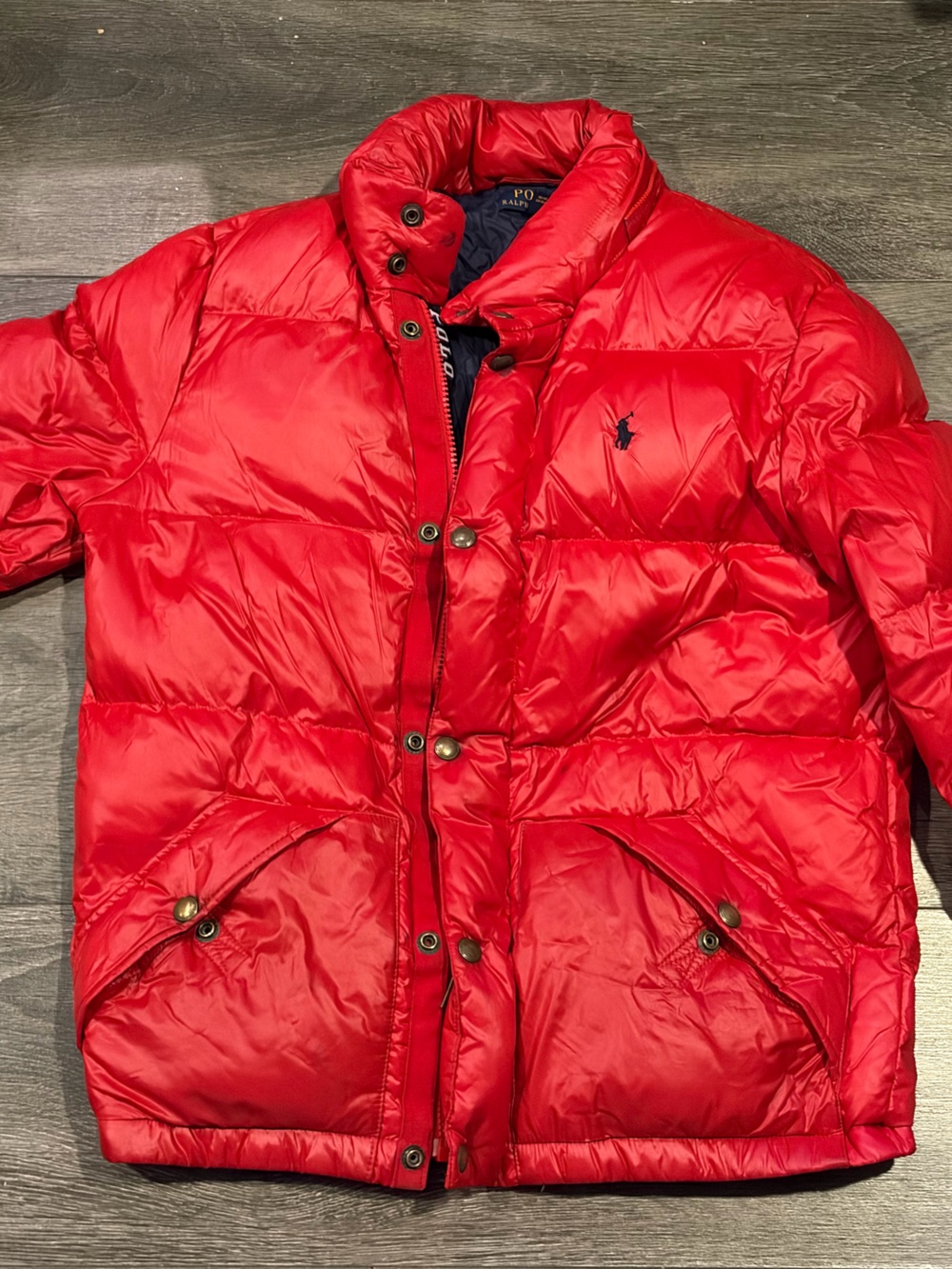 Polo by Ralph Lauren Scarlet Red Quilted Puffer Jacket Size Large(14-16) No Hood